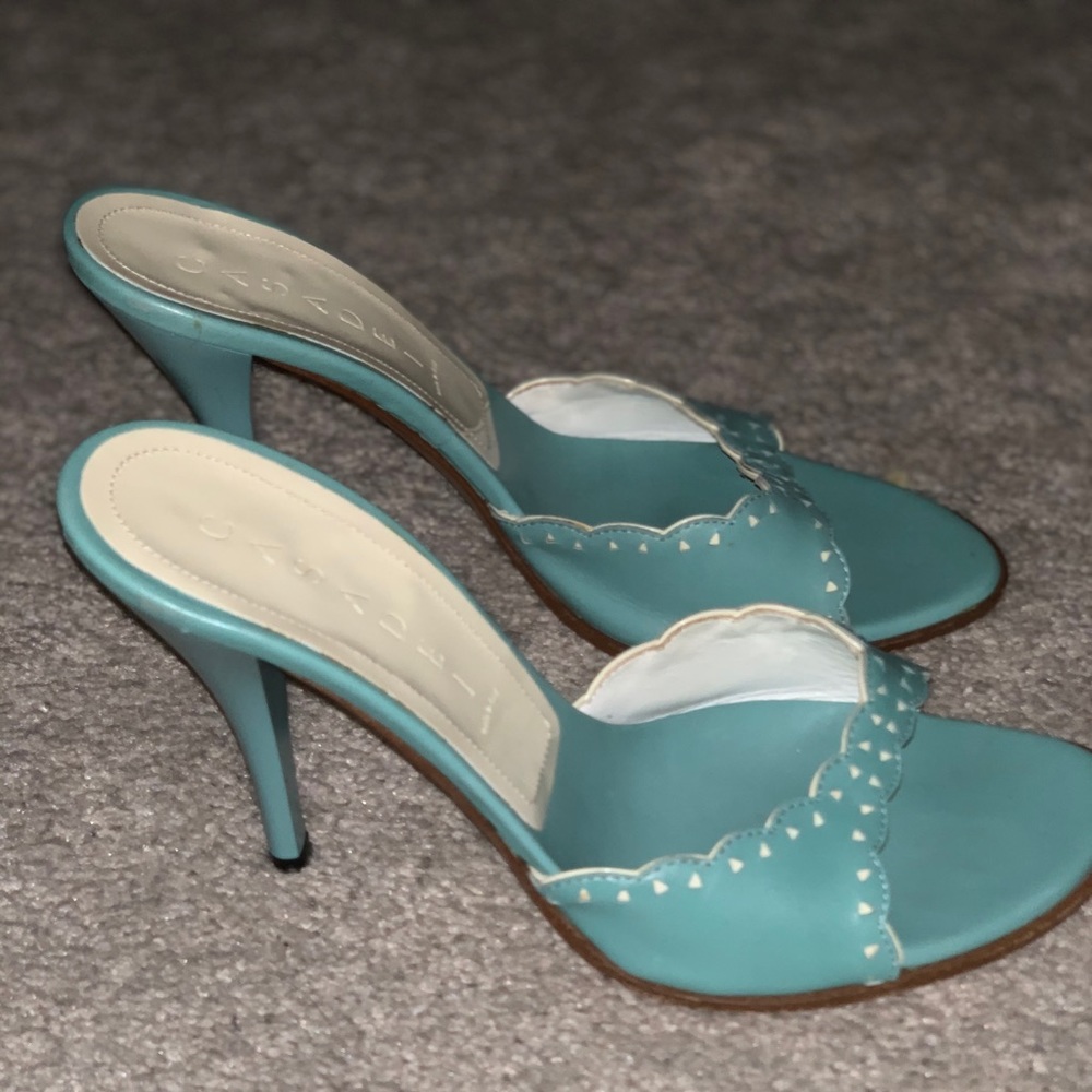 Casadei Leather Turquoise Kitten Heels